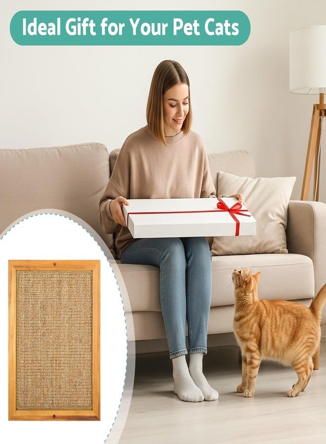 WHEARTED Scratching Pad for Cats, Sisal Cat Scratch Pad for Wall Mounted, Extra Large Cat Scratch Pads for Indoor Cats Kitty, Wooden Scratching Board Scratching Cat Toys Wall Furniture - Image 2